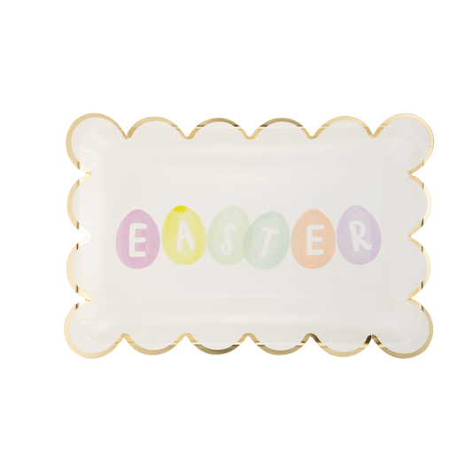 Easter Eggs Scallop Paper Plate