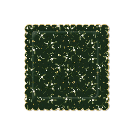 Mistletoe Scalloped Paper Plate