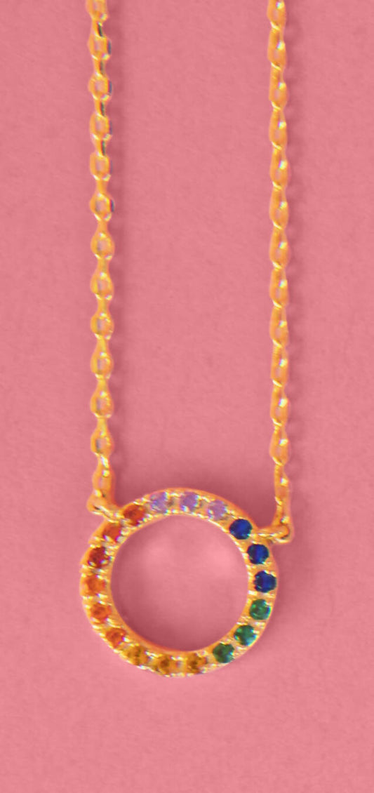 Coldwater - Multi color CZ circle | 18k Gold Dipped | Necklace