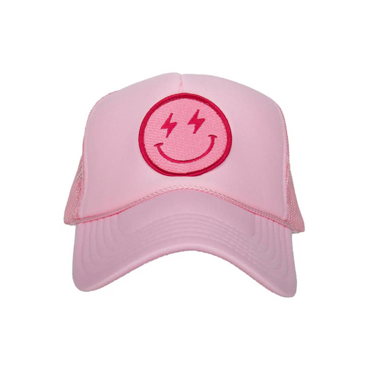 Katydid Lightning Happy Face Foam Trucker Hat Pink or Blue