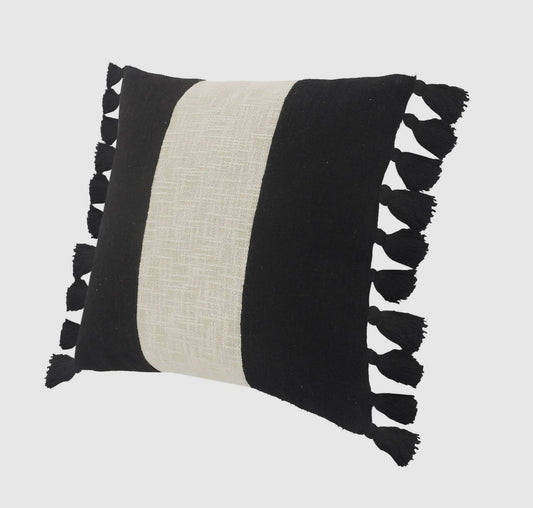 Black Ivory Fringe Pillow