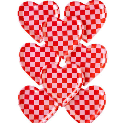 Checkered Heart Shaped Paper Plates