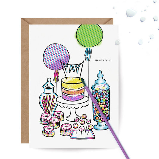 Paint with Water Sweet Table Birthday Card