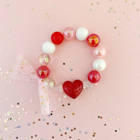 Red Glitter Heart Bracelet