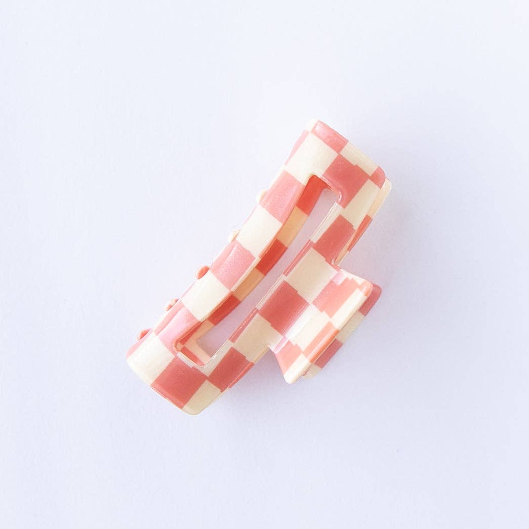 Pink Checkered Claw Clip